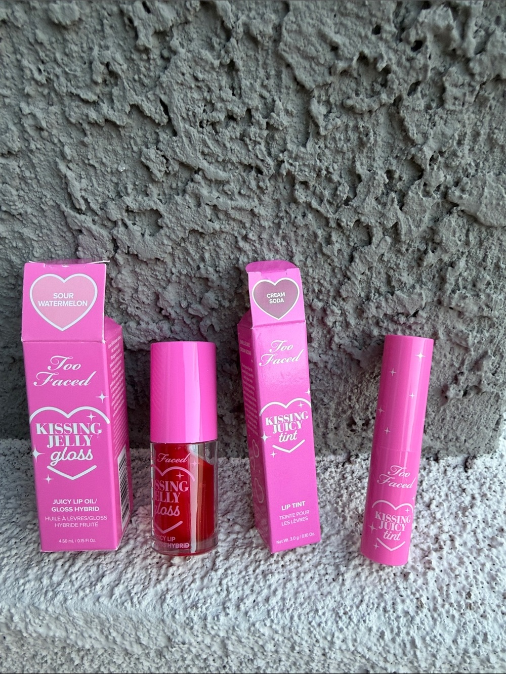 Too Faced Kissing Jelly Gloss & Kissing Juicy Tint — Bright Pink